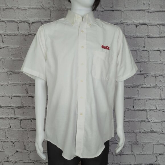 Coca Cola White Cotton Oxford Button Down Short Sleeve Uniform Shirt, Men's 16.5 - Picture 2 of 10